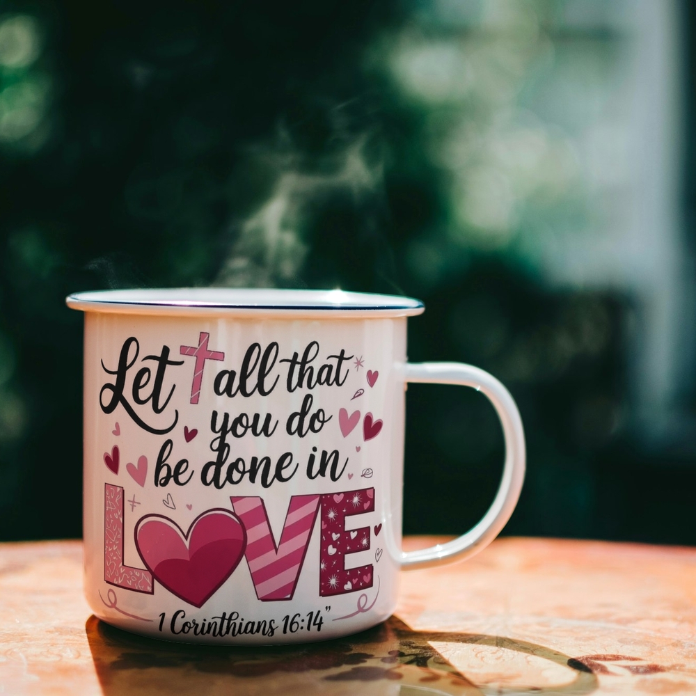 Inspirational Mug with Pink and Black Design